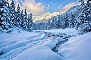 Nevado panorama montanha fundo inverno frio foto