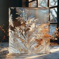 cristalino estrutura do geada em vidro foto
