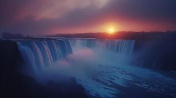 a Sol conjuntos sobre Niágara cai dentro Canadá foto