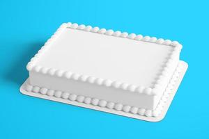 Bolo de aniversário branco liso de renderização 3D isolado em fundo colorido. adequado para o seu elemento de design. foto