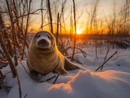 foca dentro inverno país das maravilhas foto