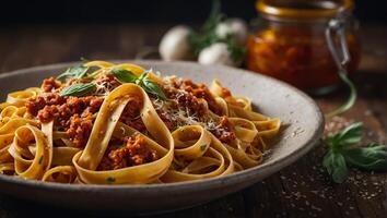 tagliatelle bolonhesa é delicioso clássico foto