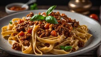 tagliatelle bolonhesa é delicioso clássico foto