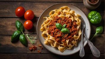 tagliatelle bolonhesa é delicioso clássico foto