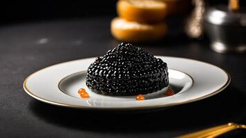 chique Preto caviar dentro uma restaurante foto