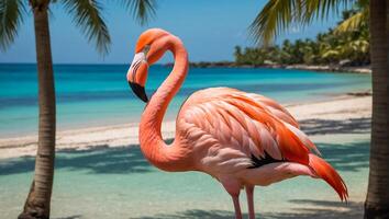 linda Rosa flamingo dentro verão foto