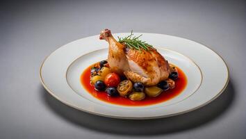 provençal frango dentro uma restaurante mesa foto