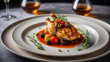 provençal frango dentro uma restaurante mesa foto