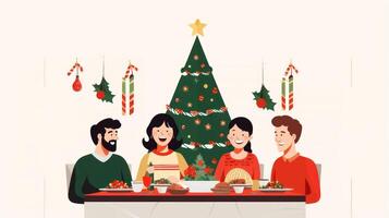 foto do feliz família às Natal jantar dentro a estilo do minimalista fundos