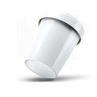 Renderização 3D caixa de plástico branca de recipiente de sorvete para seu projeto e logotipo simulado. adequado para o seu elemento de design. foto