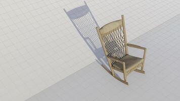 3d Renderização de madeira balanço cadeira em projeto fundo foto