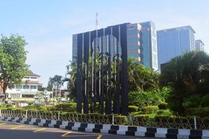 a arte estátua do a face do Senhor. Joko Widodo dentro Semarang cidade foto