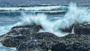 ondas, praia, longa exposição, fundo foto