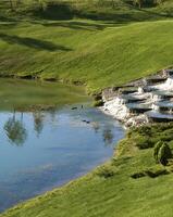 manhã panorama às uma golfe clube foto