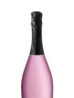 Rosa champanhe garrafa em branco fundo foto
