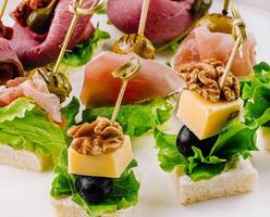 gourmet canapés prato fechar acima foto