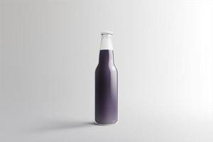 vária garrafa de refrigerante de frutas, bebida não alcoólica com gotas de água isoladas no fundo branco. Renderização 3D, adequada para seu projeto de design. foto