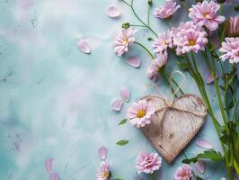 cumprimento cartão e flor ramalhete para mãe dia Projeto conceito. foto