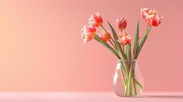 mãe dia colorida fundo conceito com tulipa flor dentro uma vidro vaso. foto