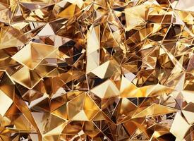 luxo abstrato realista ouro cristal textura reflexão fechar acima fundo 3d Renderização foto