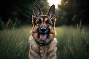 alemão pastor cachorro retratado dentro nobre aguarela pintura foto