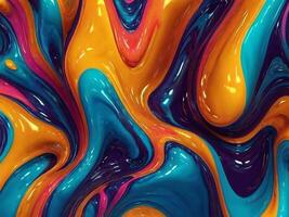 abstrato 3d líquido fundo com vibrante cores foto