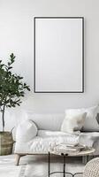 uma horizontal fino quadro, Armação com uma em branco tela, limpar, branco tela de pintura foto