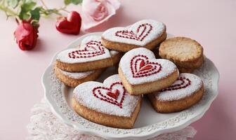 namorados coração biscoitos e rosas foto