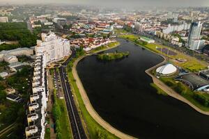 panorâmico Visão do a histórico Centro do minsk.old Cidade dentro a Centro do minsk.belarus foto