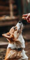 adorador corgi aguardando uma tratar com antecipação dentro Está olhos foto