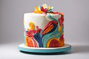 colorida bolo com isolado em branco fundo foto