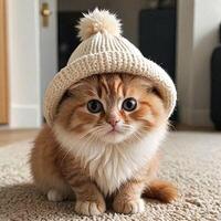 uma fofa gato com uma chapéu foto