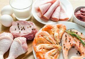 ingredientes para proteína dieta foto