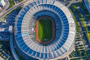 aéreo Visão do olímpico futebol estádio foto