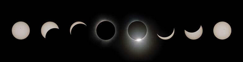 total solar eclipse cheio evento Tempo lapso - foto fundir, totalidade