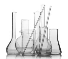 laboratório artigos de vidro em branco foto