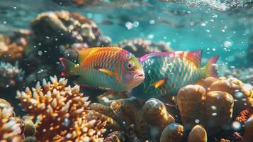 peixe natação dentro natural embaixo da agua meio Ambiente do coral recife foto