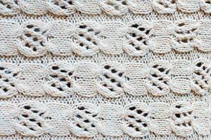 tricotado a partir de a lã com a openwork padronizar fundo foto