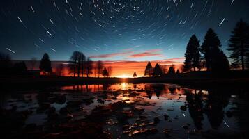 noite céu com estrelas fez com grandes exposição foto