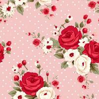 desatado padrão, tileable floral país feriado impressão com rosas, pontos e flores para papel de parede, invólucro papel, página de recados, tecido e polca ponto rosas produtos Projeto foto