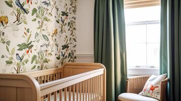 bebê quarto decoração e interior Projeto inspiração dentro a Inglês campo estilo chalé foto