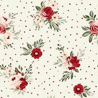 desatado padrão, tileable floral país feriado impressão com rosas, pontos e flores para papel de parede, invólucro papel, página de recados, tecido e polca ponto rosas produtos Projeto foto