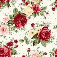 desatado padrão, tileable floral país feriado impressão com rosas, pontos e flores para papel de parede, invólucro papel, página de recados, tecido e polca ponto rosas produtos Projeto foto