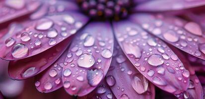 roxa flor com água gotas foto