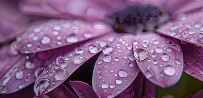 roxa flor com água gotas foto