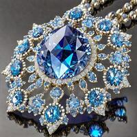 lindo colar ampla azul diamante joalheria cercado de pequeno Claro diamantes foto