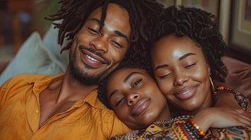 jovem lindo feliz família relaxante às casa foto