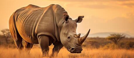 ameaçadas de extinção rinoceronte pastoreio. foto
