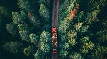 madeira transporte através floresta foto