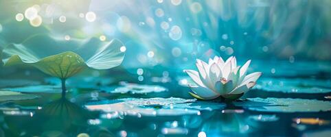 lótus flor é flutuando em água. conceito do meditação, serenidade, espiritualidade e iluminação foto